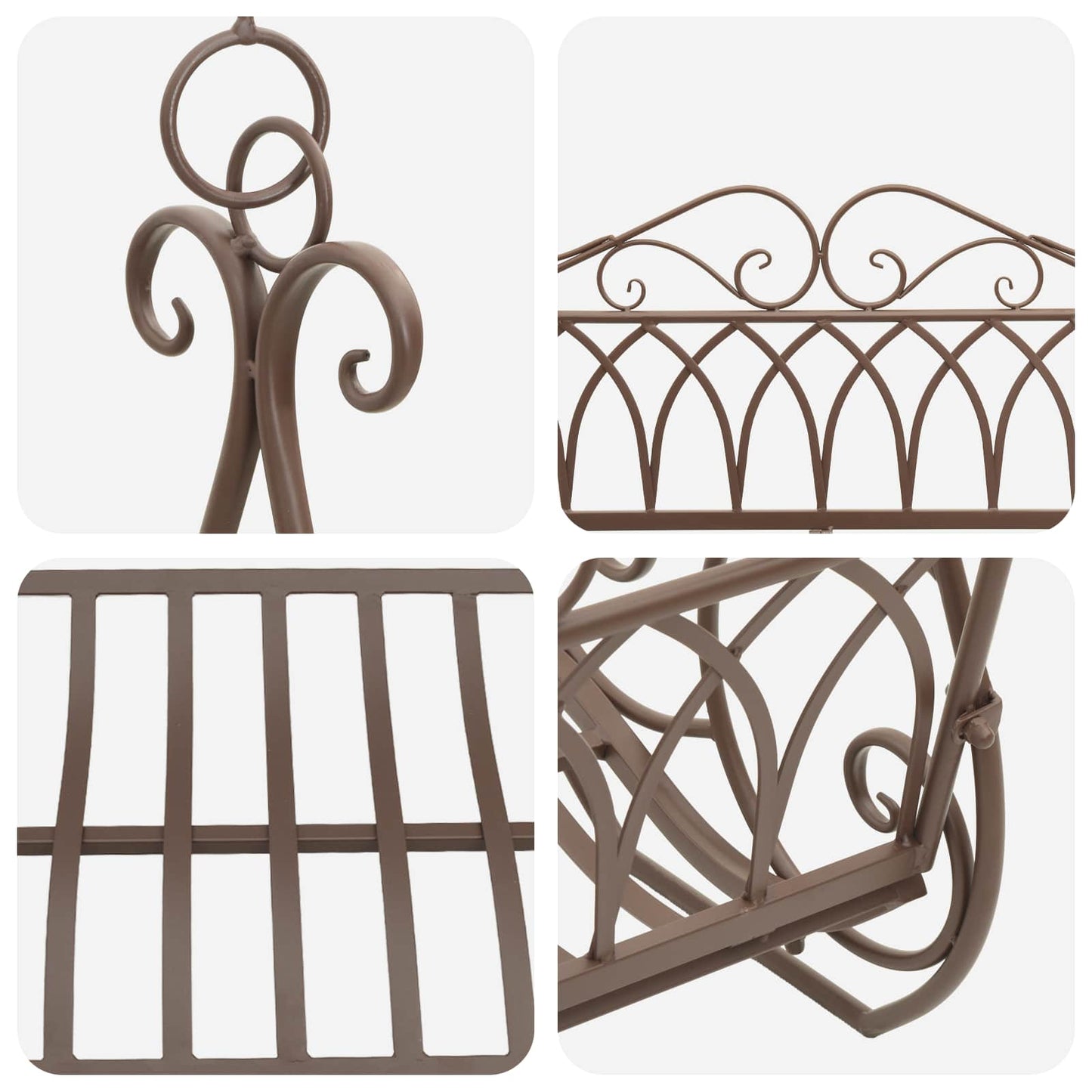 Swing Bench Steel 112 x 60 x 126.5 cm Antique Brown
