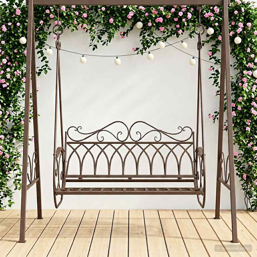 Swing Bench Steel 112 x 60 x 126.5 cm Antique Brown