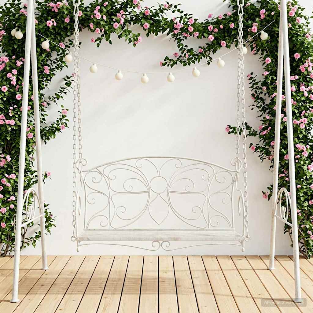 Swing Bench Steel 105.5 x 61 x 56 cm Antique White