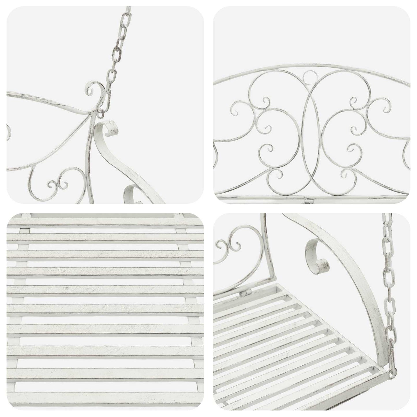 Swing Bench Steel 110 x 52.5 x 47 cm Antique White