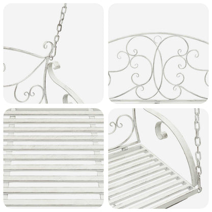 Swing Bench Steel 110 x 52.5 x 47 cm Antique White