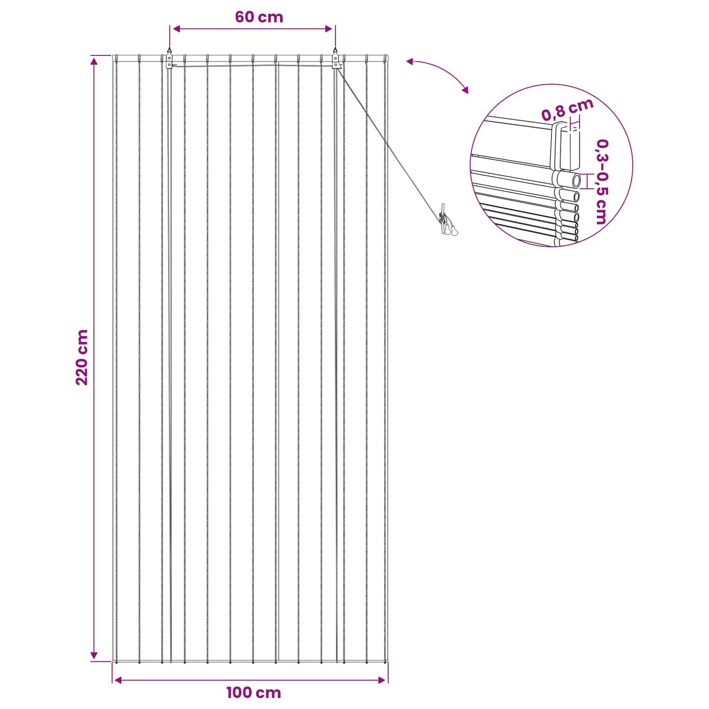 Roller Blind Natural 100 x 220 cm Reed