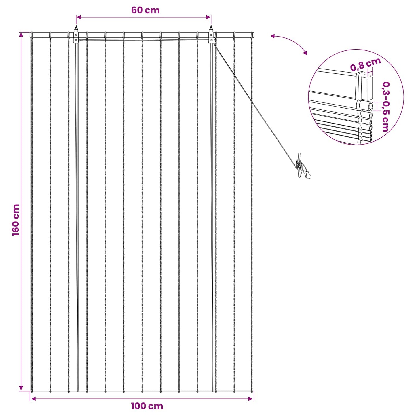 Roller Blind Brown 100 x 160 cm Reed