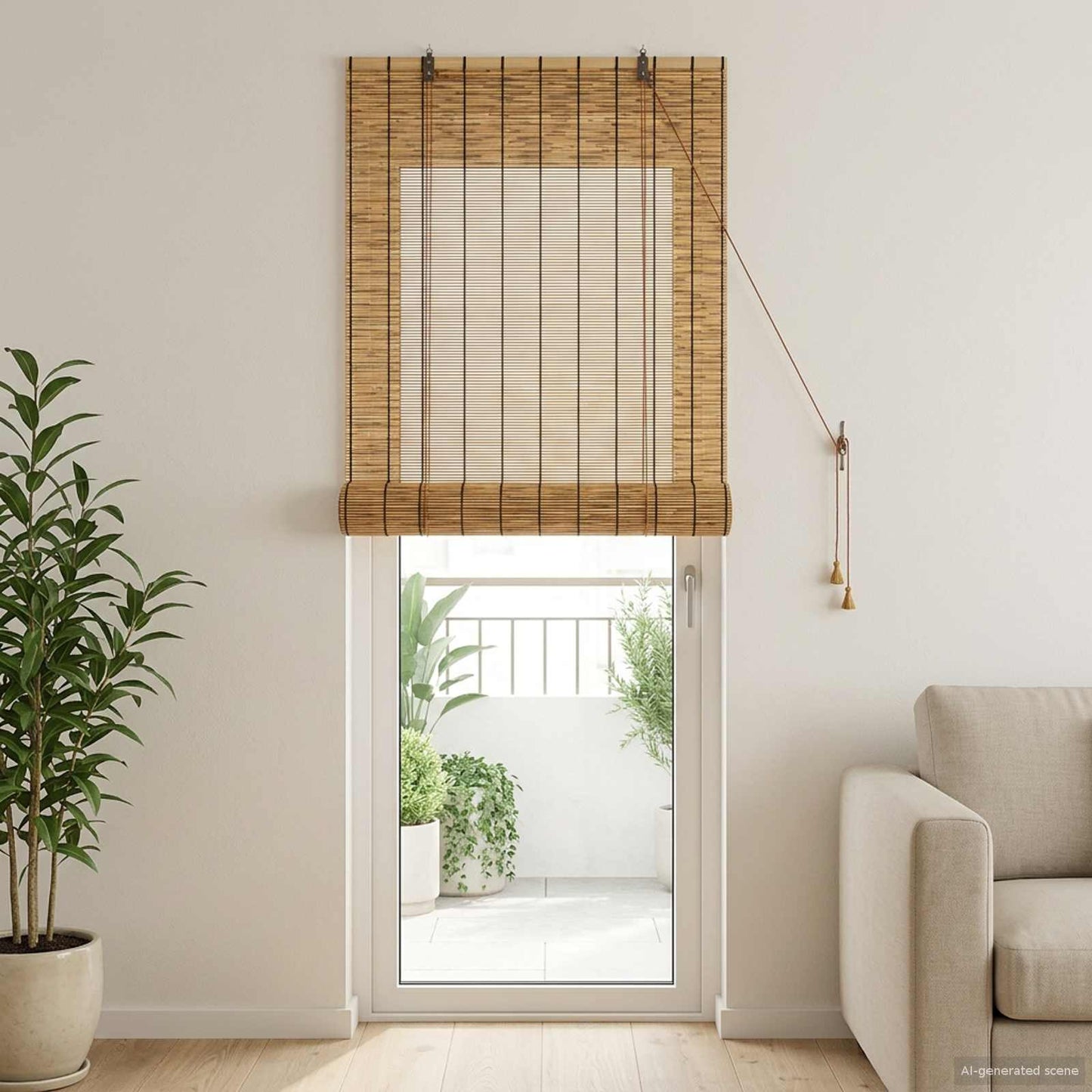 Roller Blind Brown 60 x 220 cm Reed