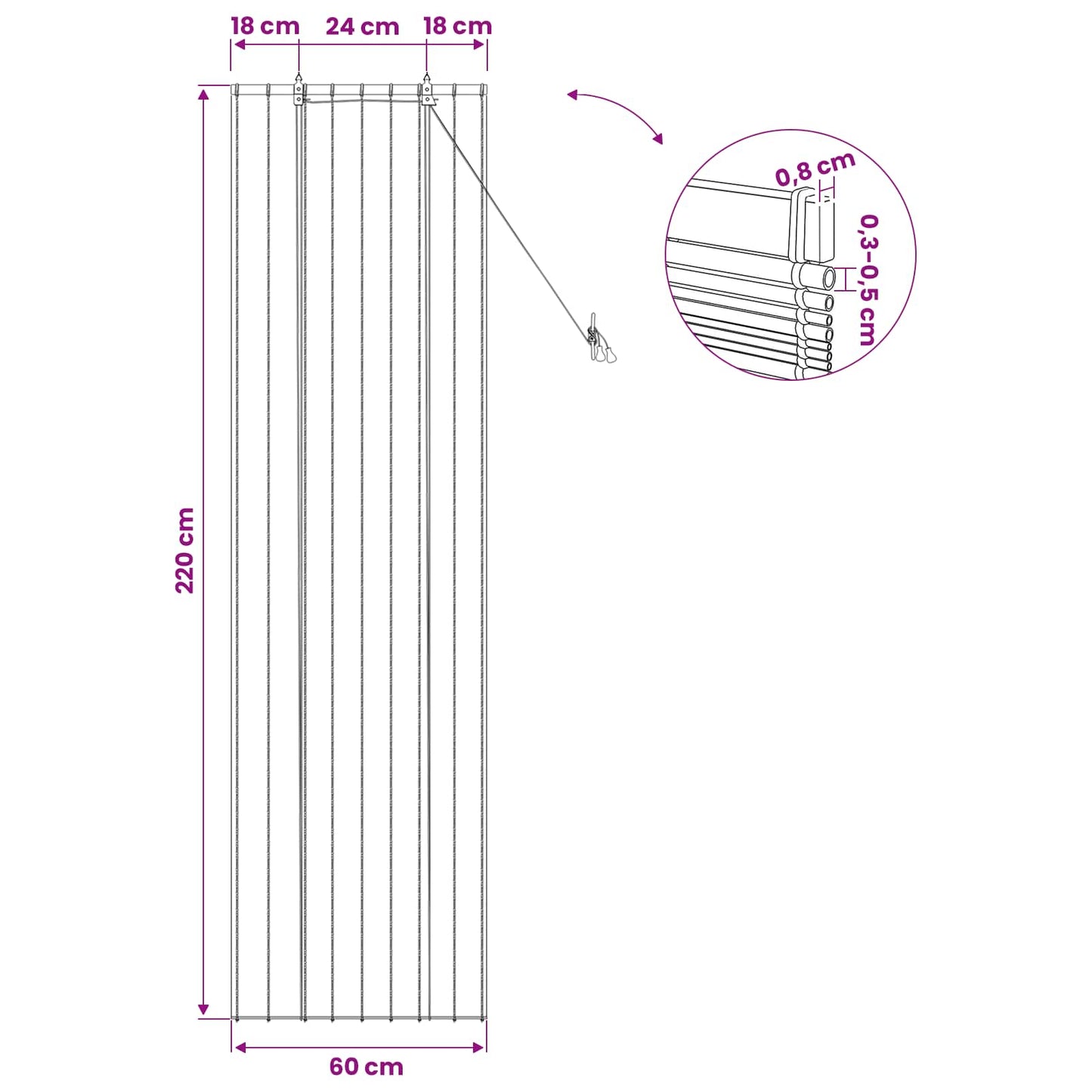 Roller Blind Brown 60 x 220 cm Reed
