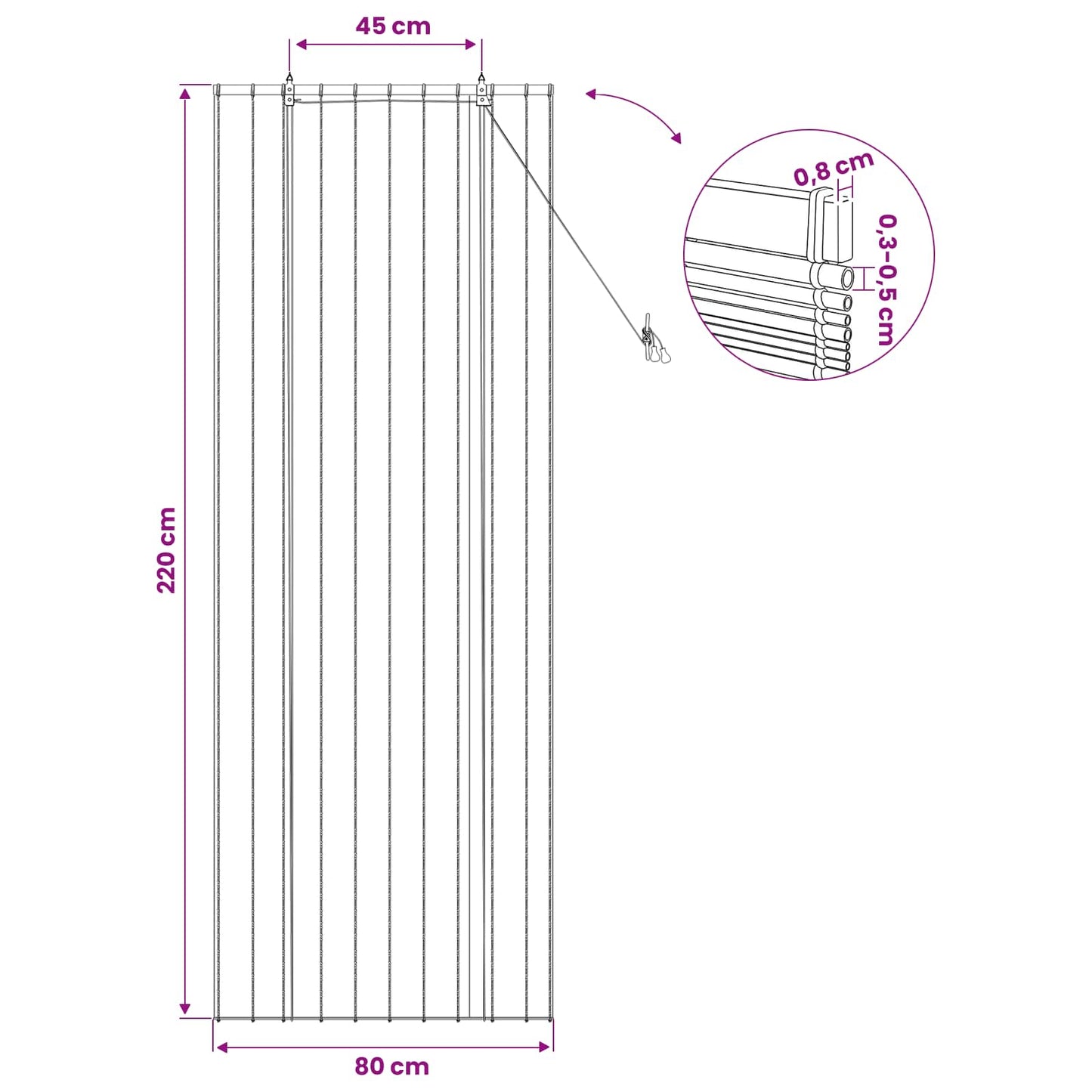 Roller Blind Brown 80 x 220 cm Reed