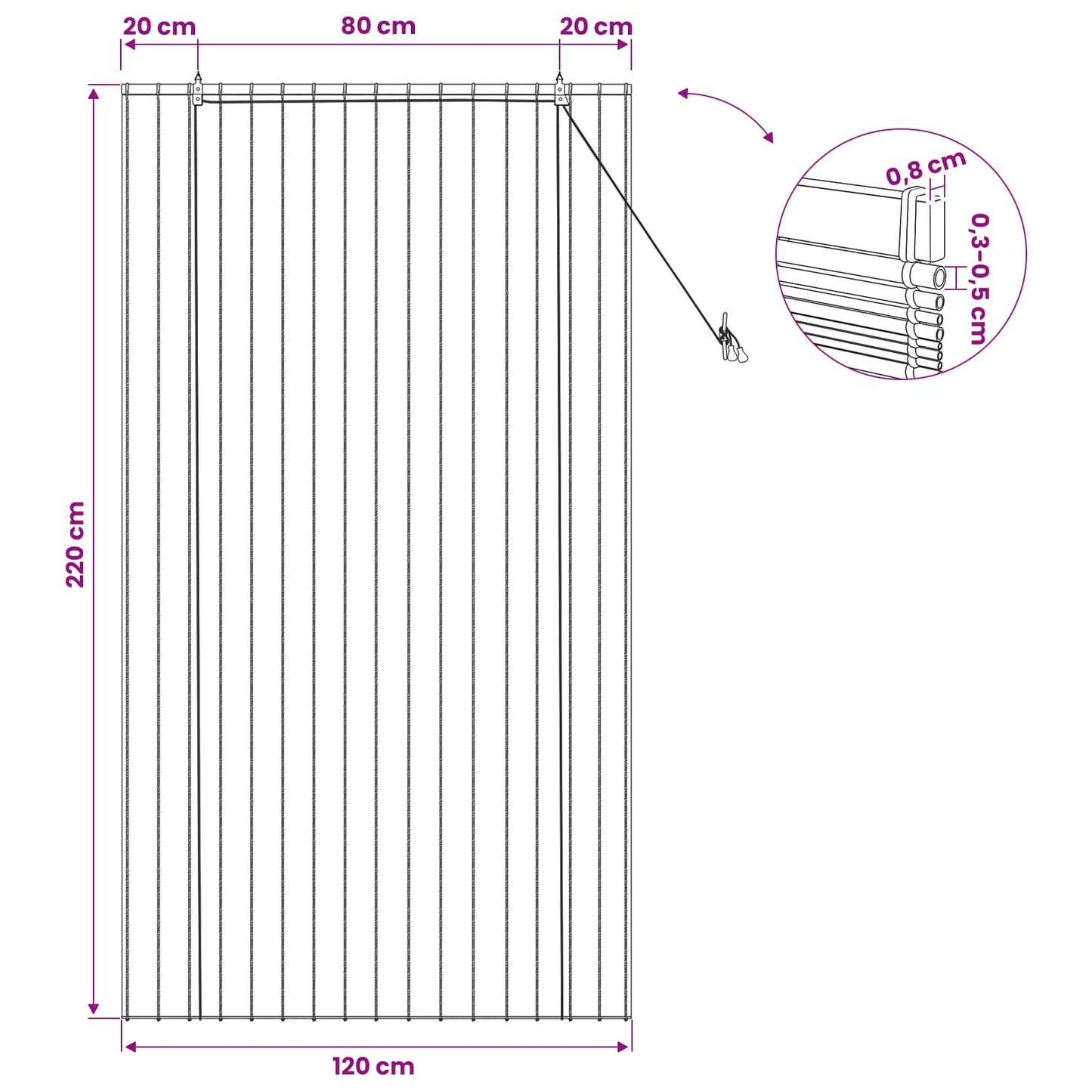 Roller Blind Brown 120 x 220 cm Reed