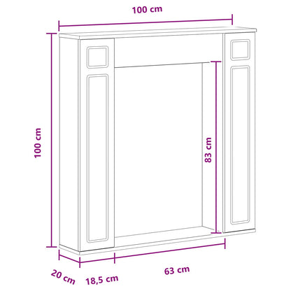 Fireplace Surround Black 100 x 20 x 100 cm Engineered Wood