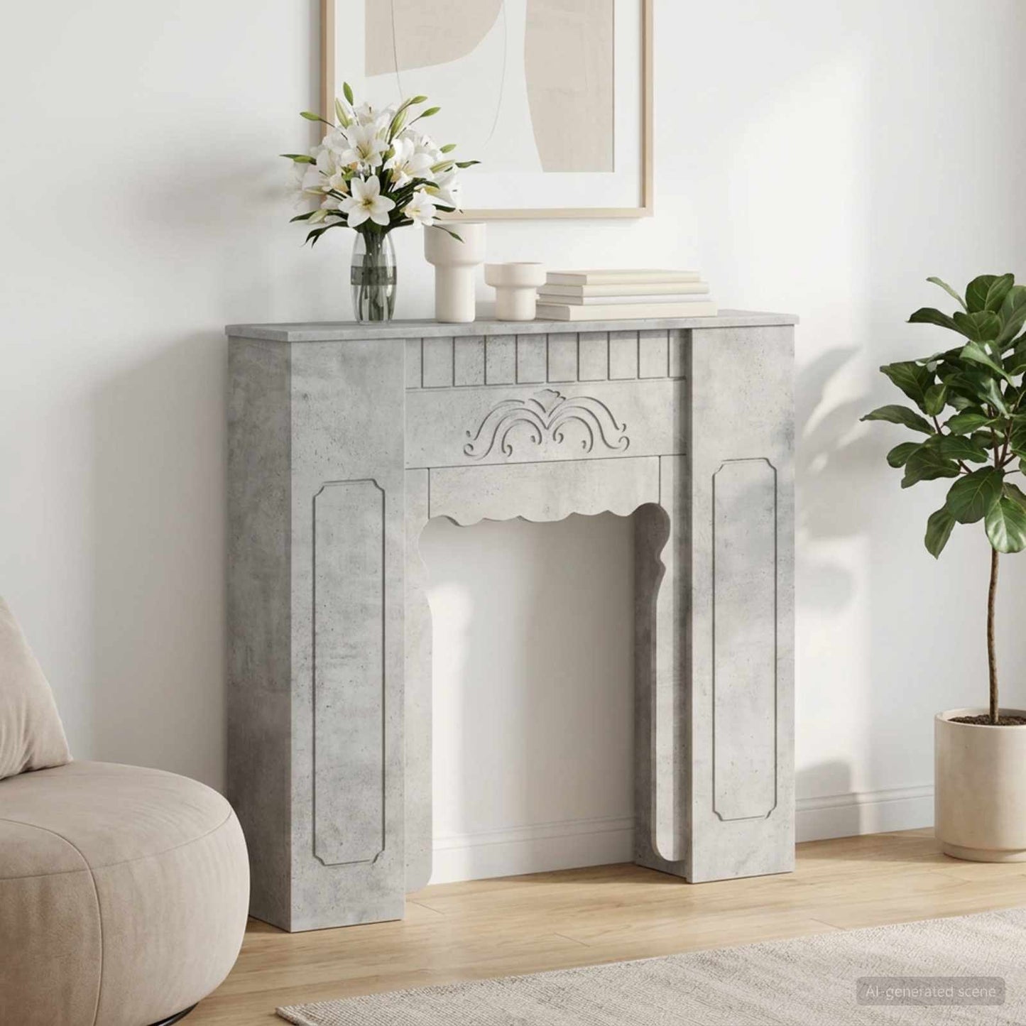Fireplace Surround Concrete Grey 93 x 20 x 89 cm