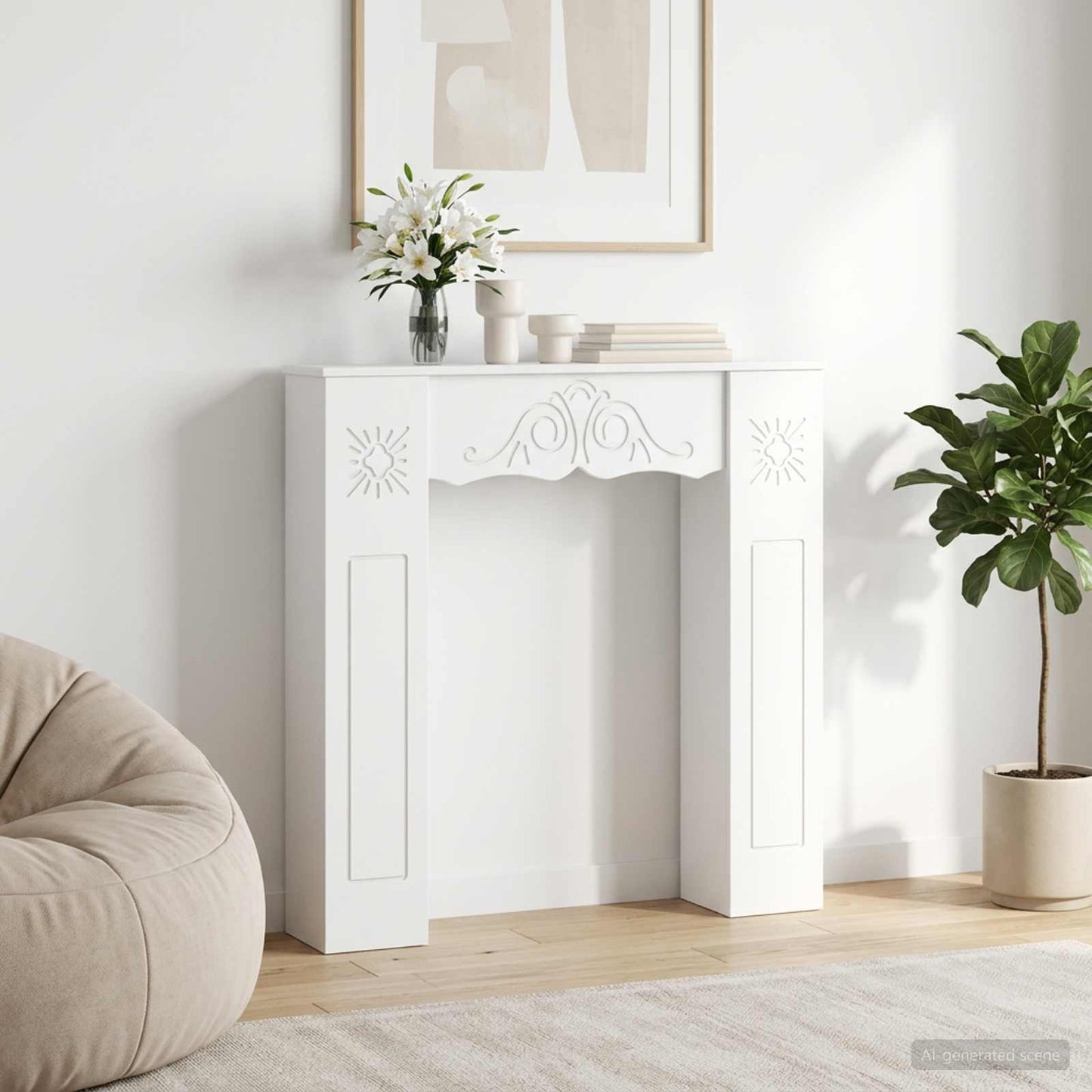 Fireplace Surround White 102 x 20 x 102 cm Engineered Wood
