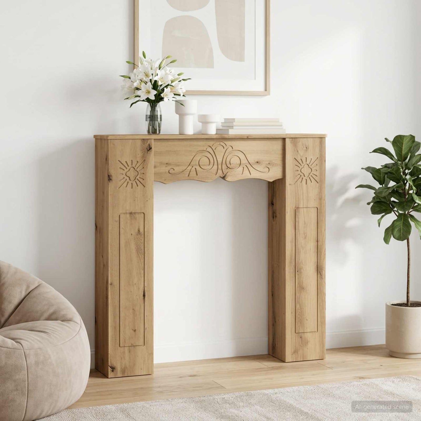 Fireplace Surround Artisan Oak 102 x 20 x 102 cm