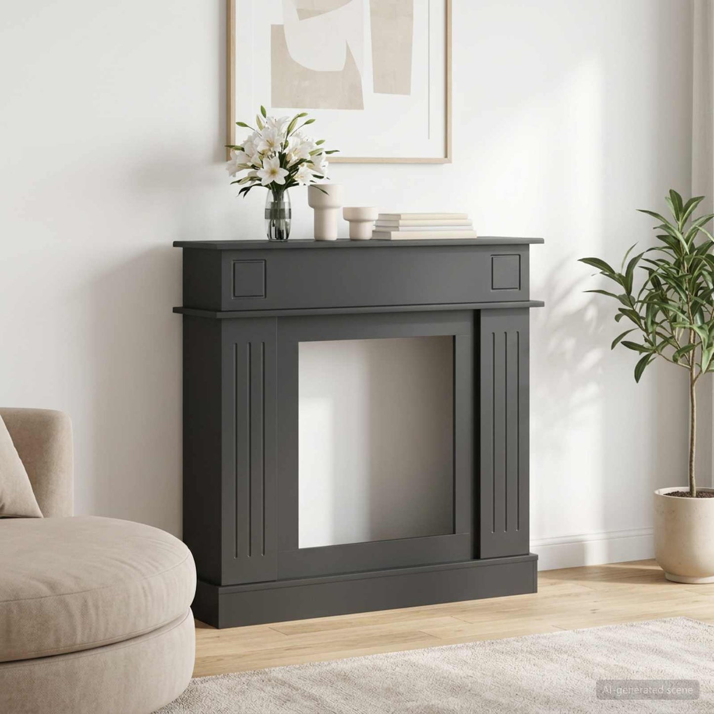 Fireplace Surround Black 102 x 26 x 100 cm Engineered Wood