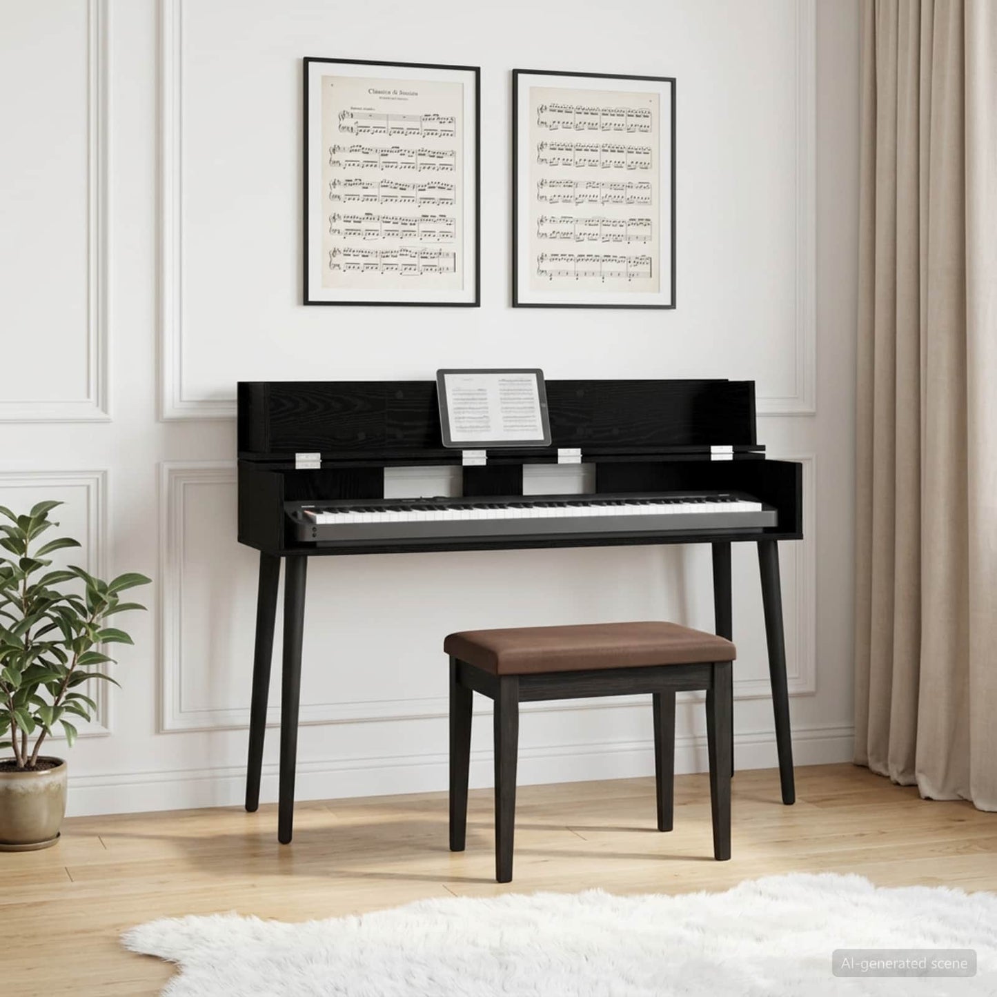 Studio Desk Black Oak 152 x 40 x 19.5 cm Engineered Wood