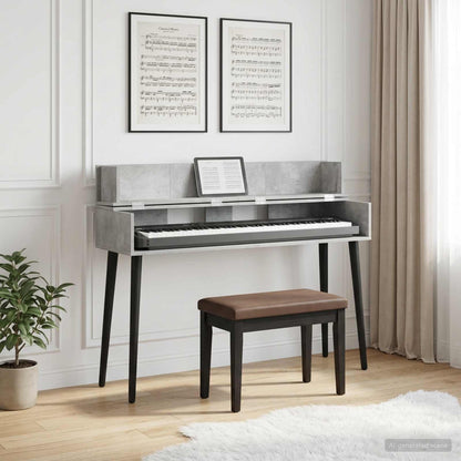 Studio Desk Concrete Grey 152 x 40 x 19.5 cm Engineered Wood
