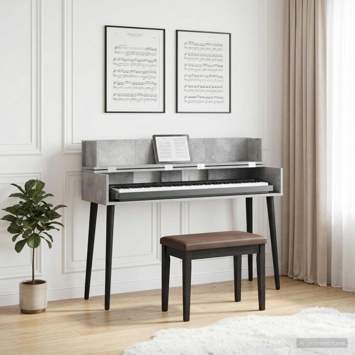 Studio Desk Concrete Grey 130 x 40 x 19.5 cm Engineered Wood
