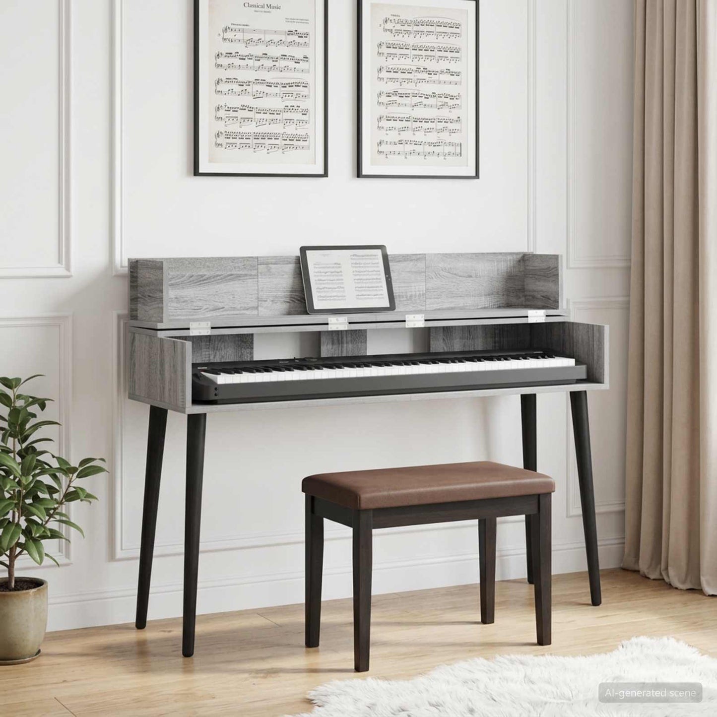 Studio Desk Grey Sonoma 130 x 40 x 19.5 cm Engineered Wood