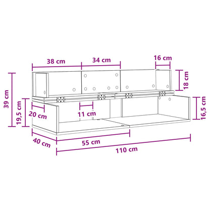 Studio Desk White 110 x 40 x 19.5 cm Engineered Wood