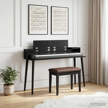 Studio Desk Black Oak 152 x 36 x 19.5 cm Engineered Wood