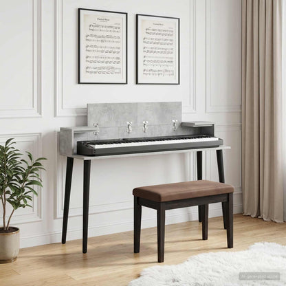 Studio Desk Concrete Grey 152 x 36 x 19.5 cm Engineered Wood