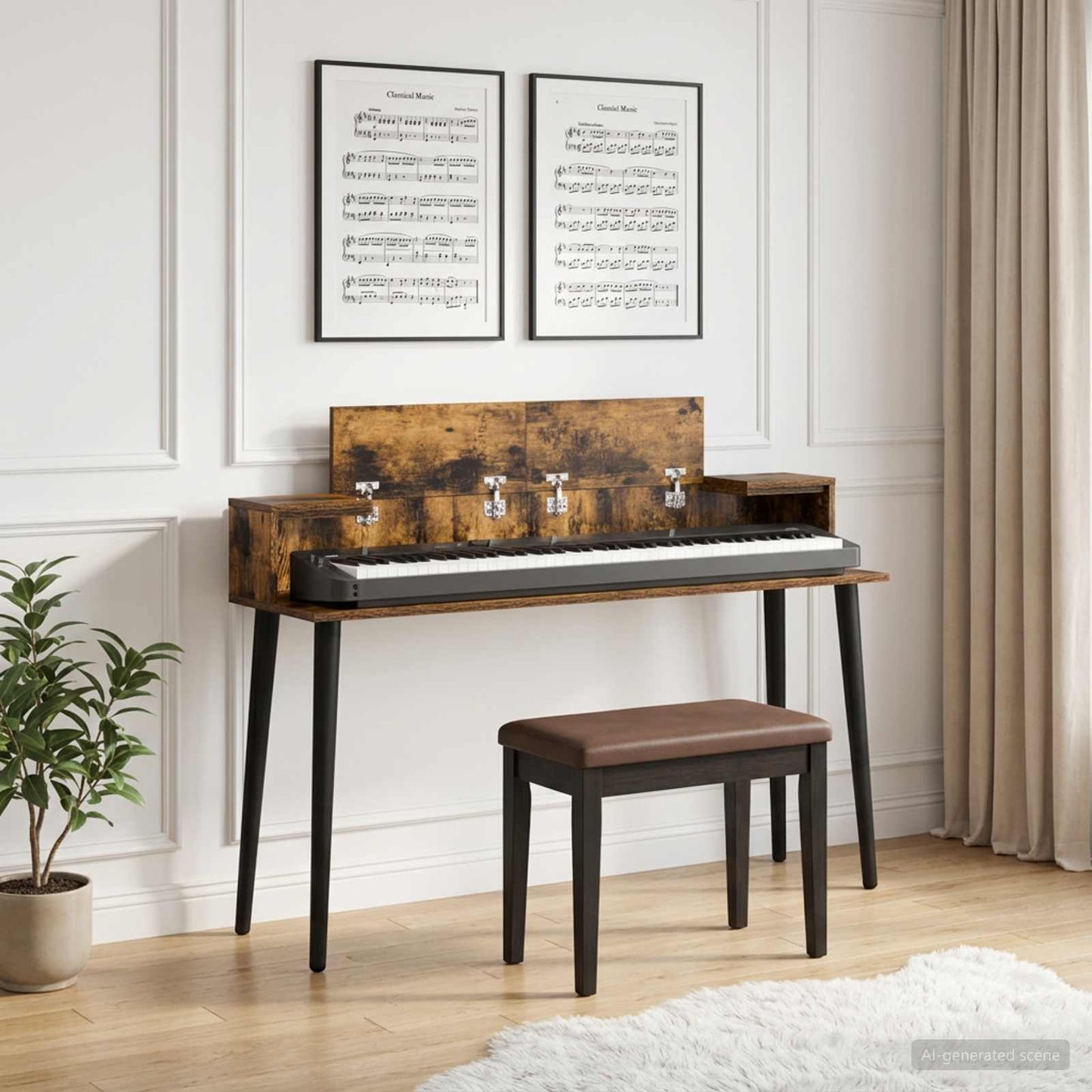 Studio Desk Smoked Oak 152 x 36 x 19.5 cm Engineered Wood