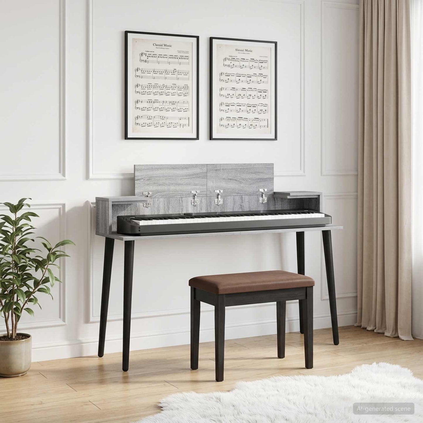 Studio Desk Grey Sonoma 152 x 36 x 19.5 cm Engineered Wood