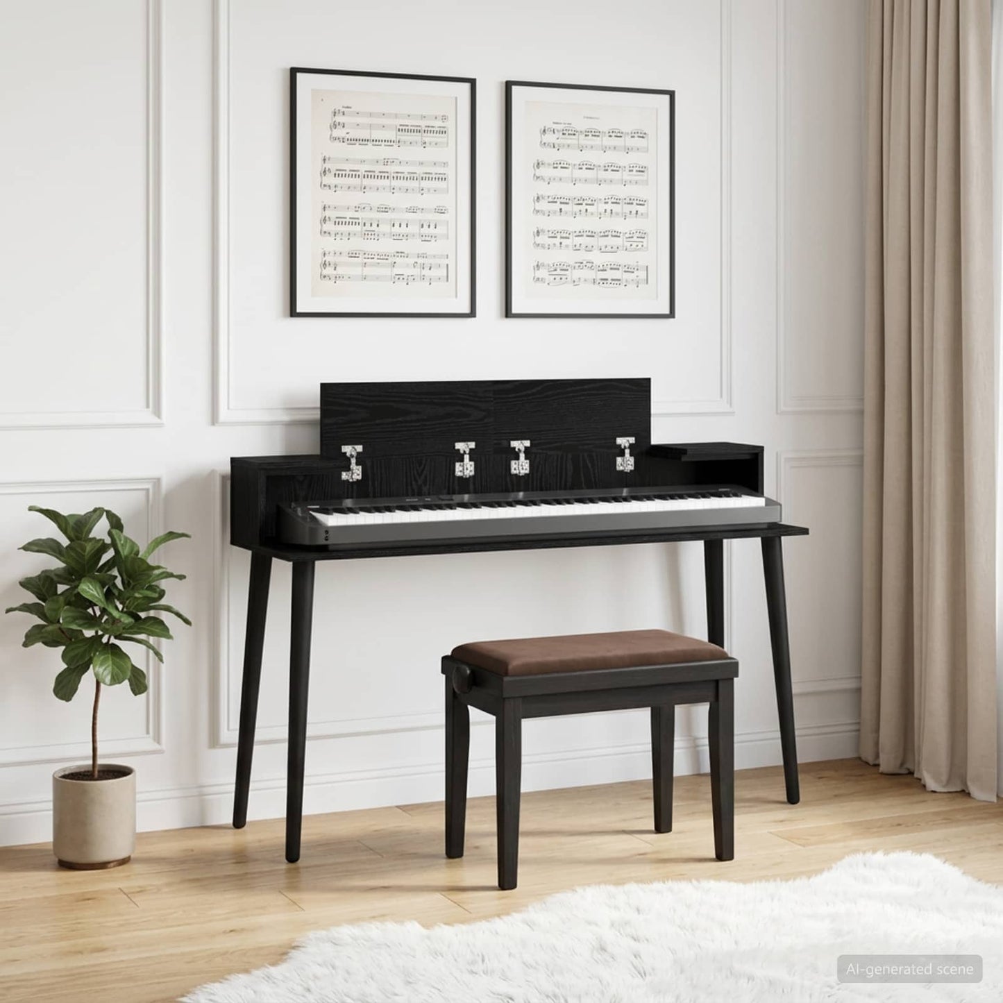 Studio Desk Black Oak 130 x 36 x 19.5 cm Engineered Wood