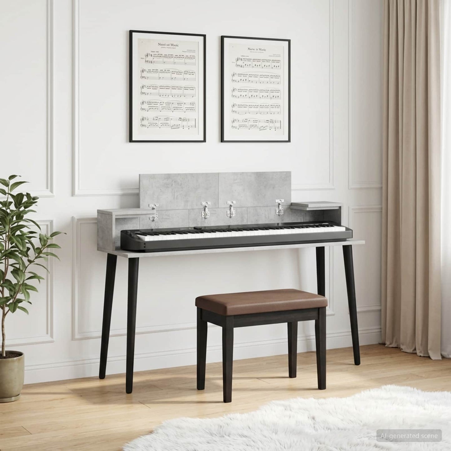 Studio Desk Concrete Grey 130 x 36 x 19.5 cm Engineered Wood