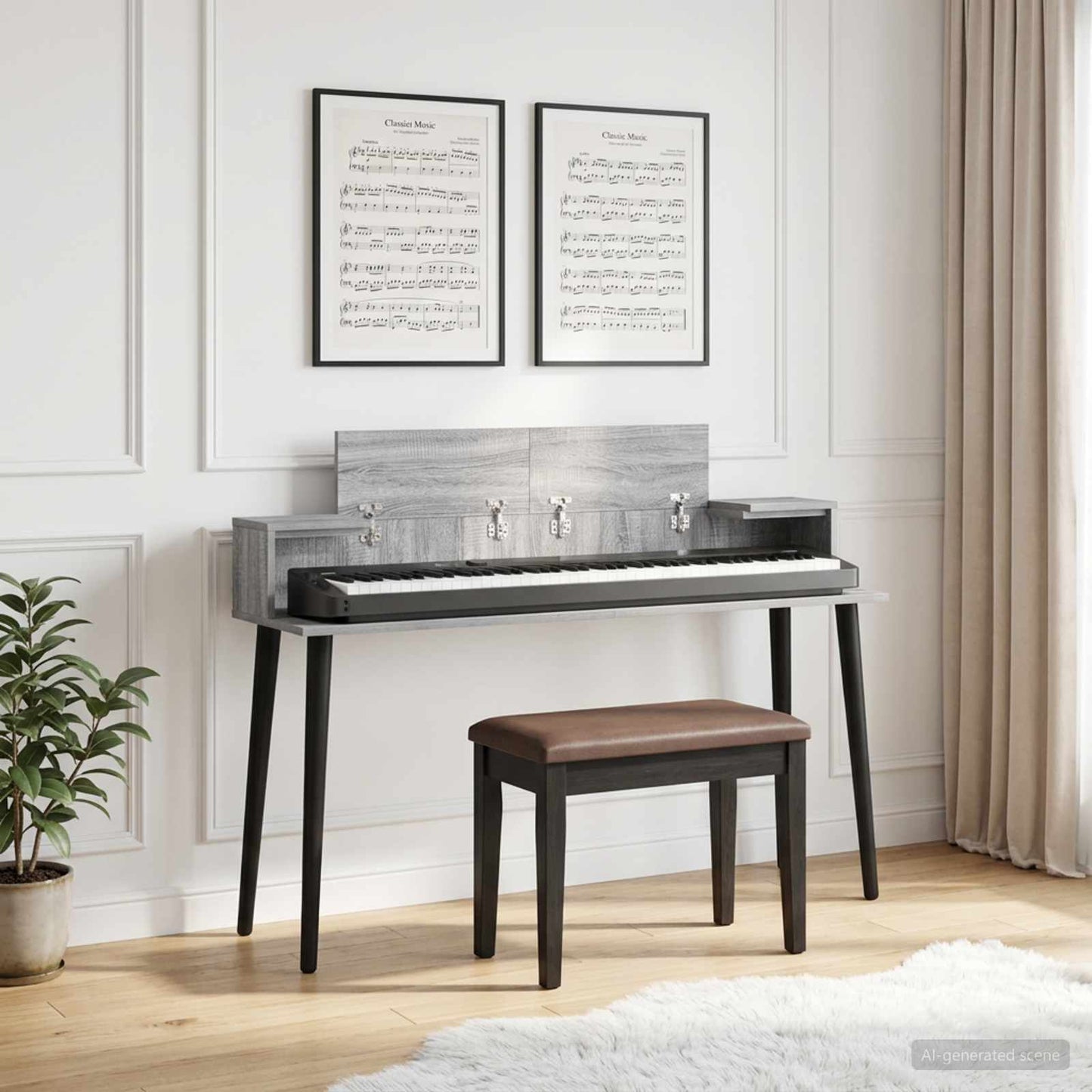Studio Desk Grey Sonoma 130 x 36 x 19.5 cm Engineered Wood