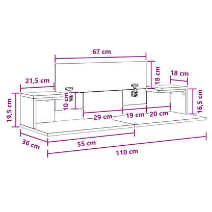 Studio Desk White 110 x 36 x 19.5 cm Engineered Wood