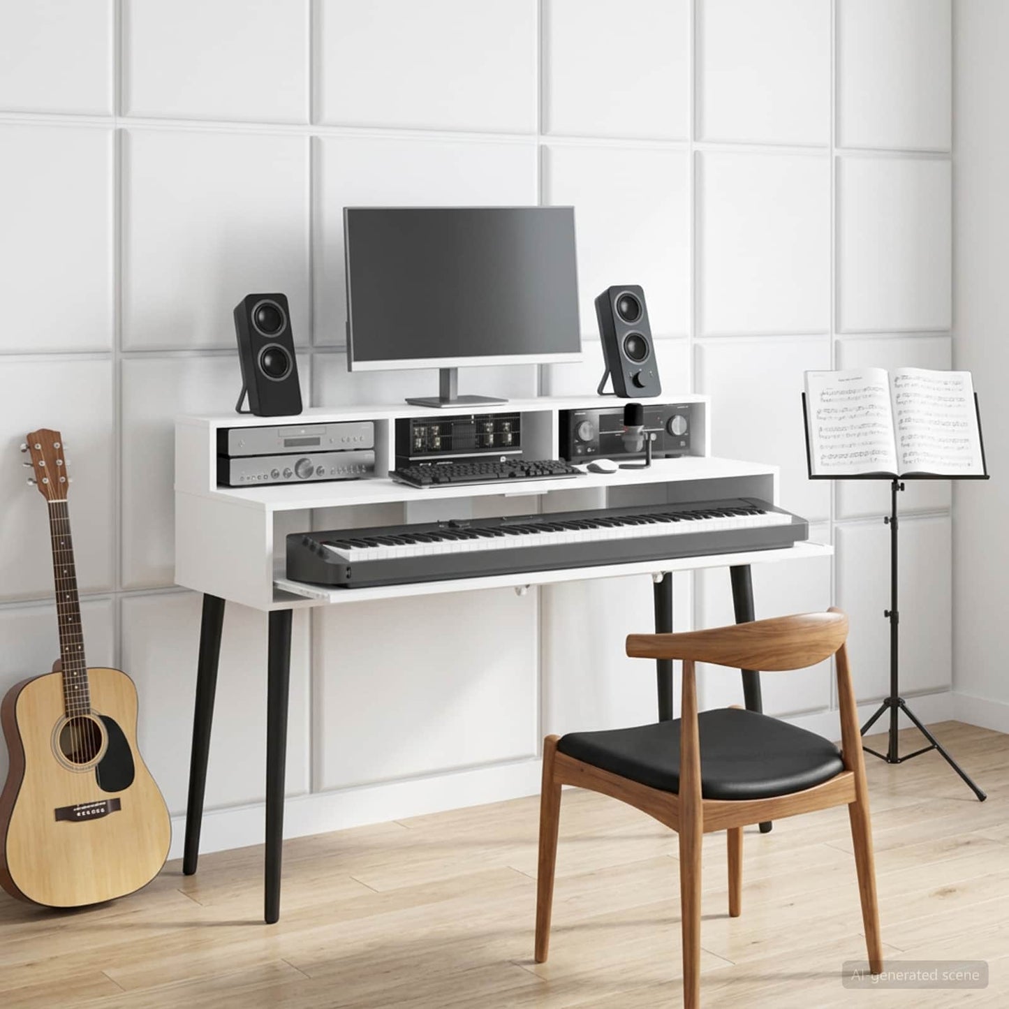 Studio Desk White 152 x 42.5 x 36 cm Engineered Wood