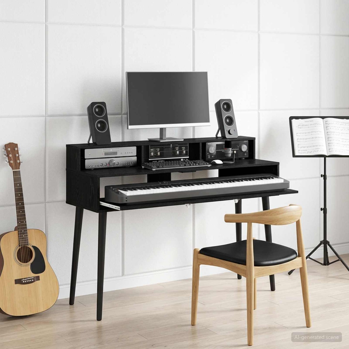 Studio Desk Black Oak 152 x 42.5 x 36 cm Engineered Wood