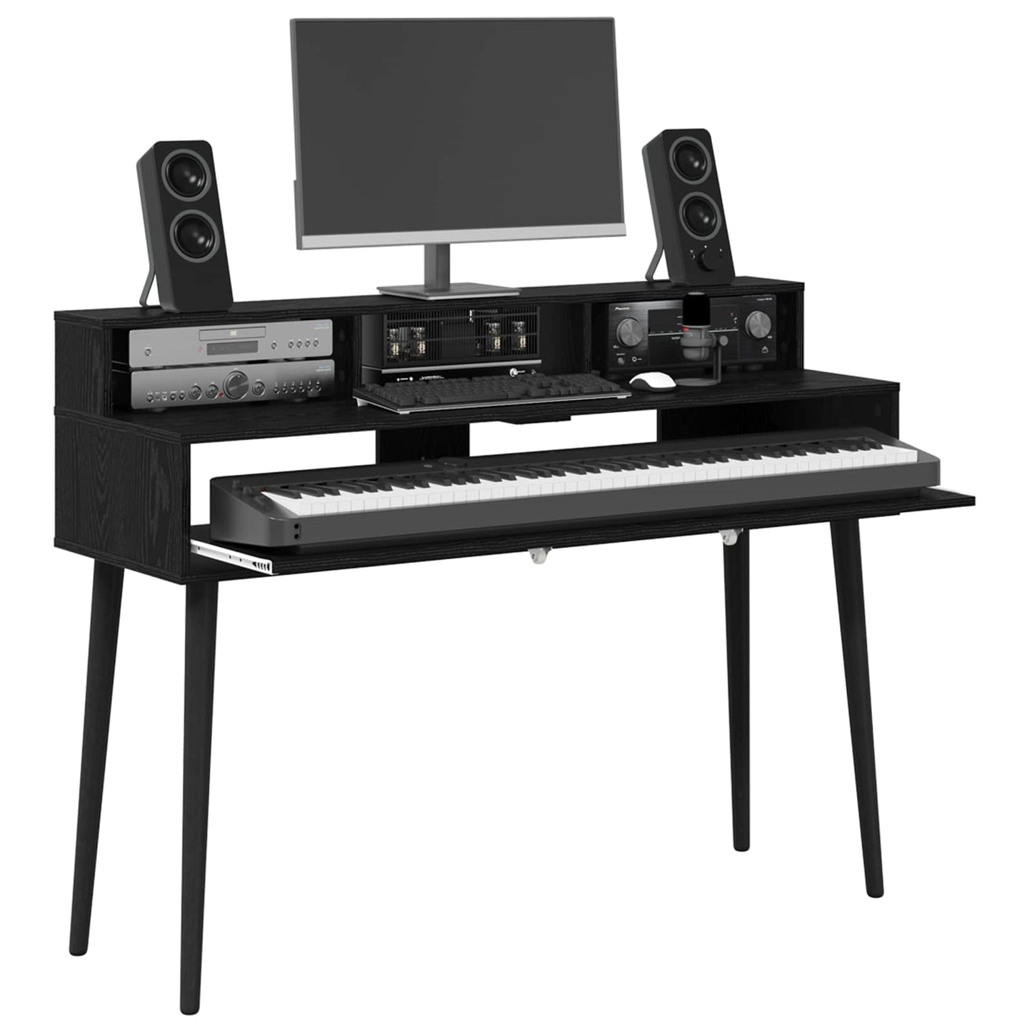 Studio Desk Black Oak 152 x 42.5 x 36 cm Engineered Wood