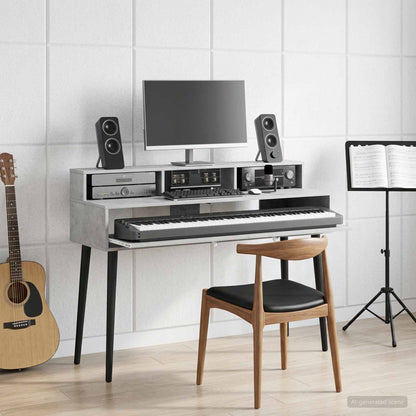 Studio Desk Concrete Grey 152 x 42.5 x 36 cm Engineered Wood