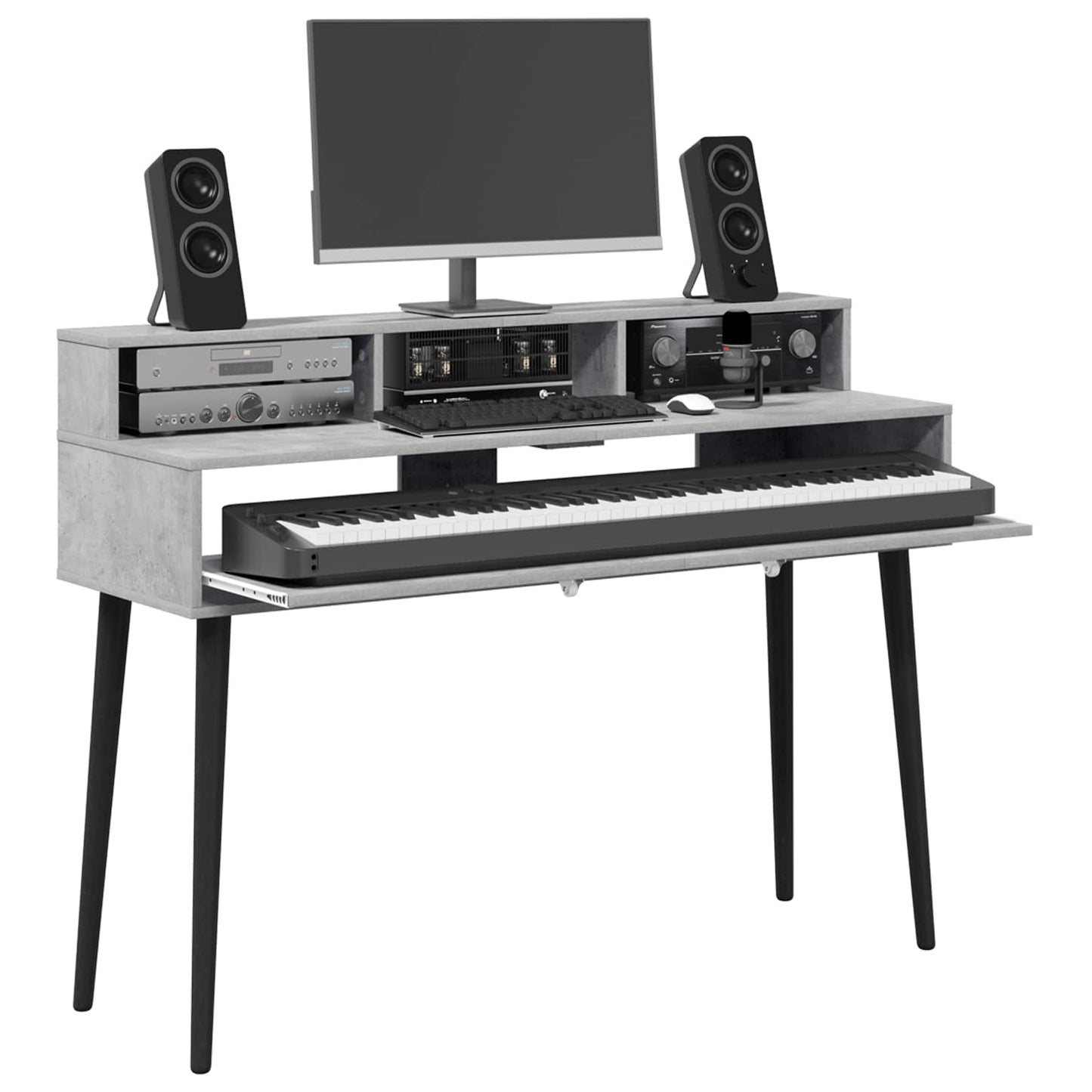 Studio Desk Concrete Grey 152 x 42.5 x 36 cm Engineered Wood
