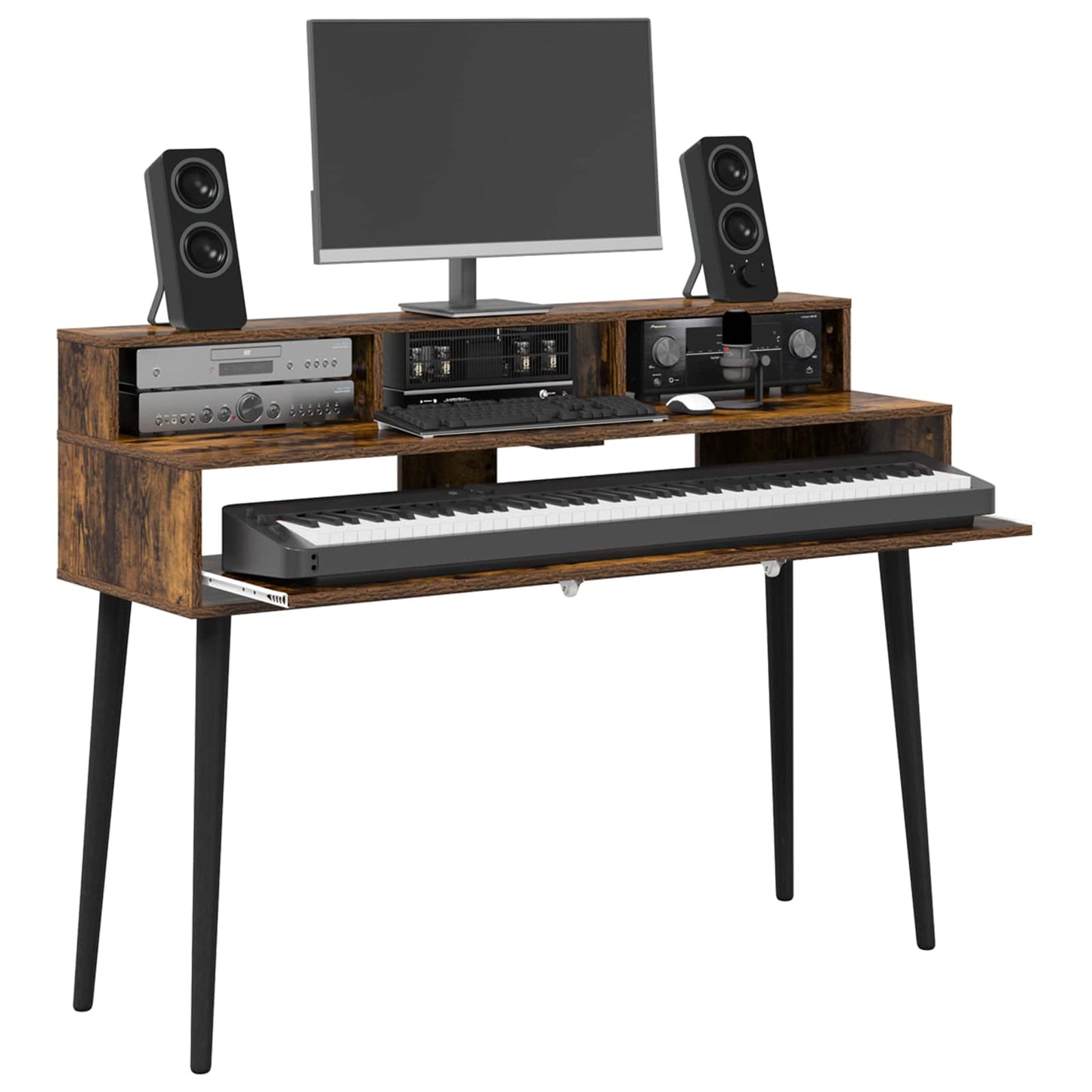 Studio Desk Smoked Oak 152 x 42.5 x 36 cm Engineered Wood