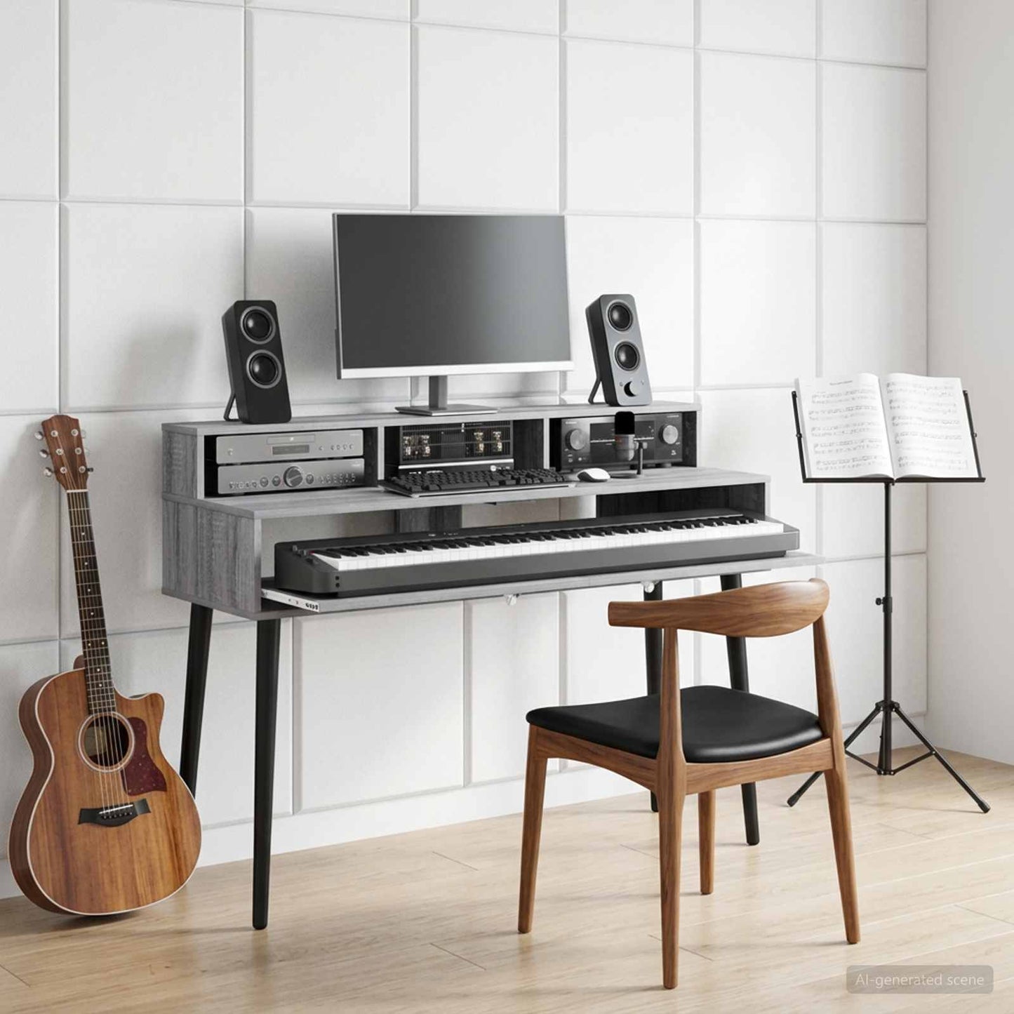 Studio Desk Grey Sonoma 152 x 42.5 x 36 cm Engineered Wood