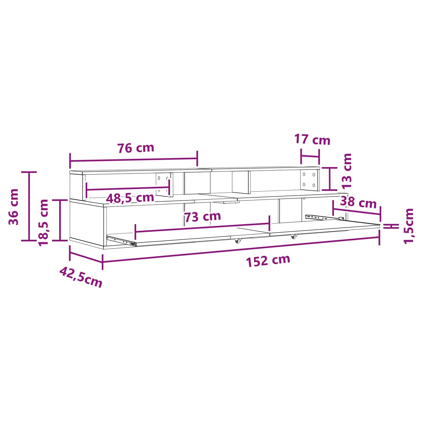 Studio Desk Old Wood 152 x 42.5 x 36 cm Engineered Wood
