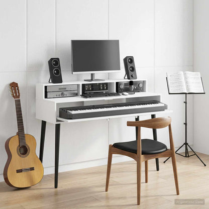Studio Desk White 130 x 42.5 x 36 cm Engineered Wood