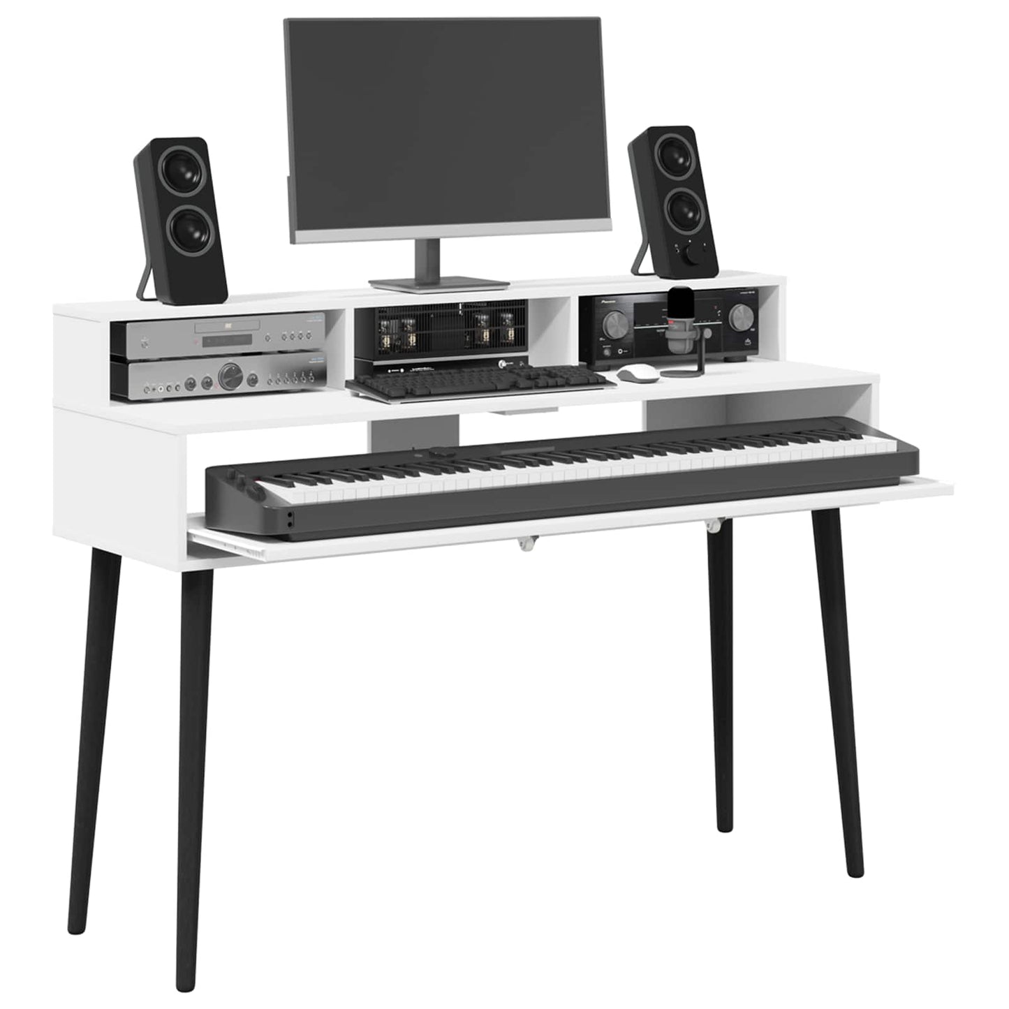 Studio Desk White 130 x 42.5 x 36 cm Engineered Wood