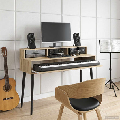 Studio Desk Sonoma Oak 130 x 42.5 x 36 cm Engineered Wood