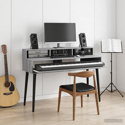 Studio Desk Grey Sonoma 130 x 42.5 x 36 cm Engineered Wood