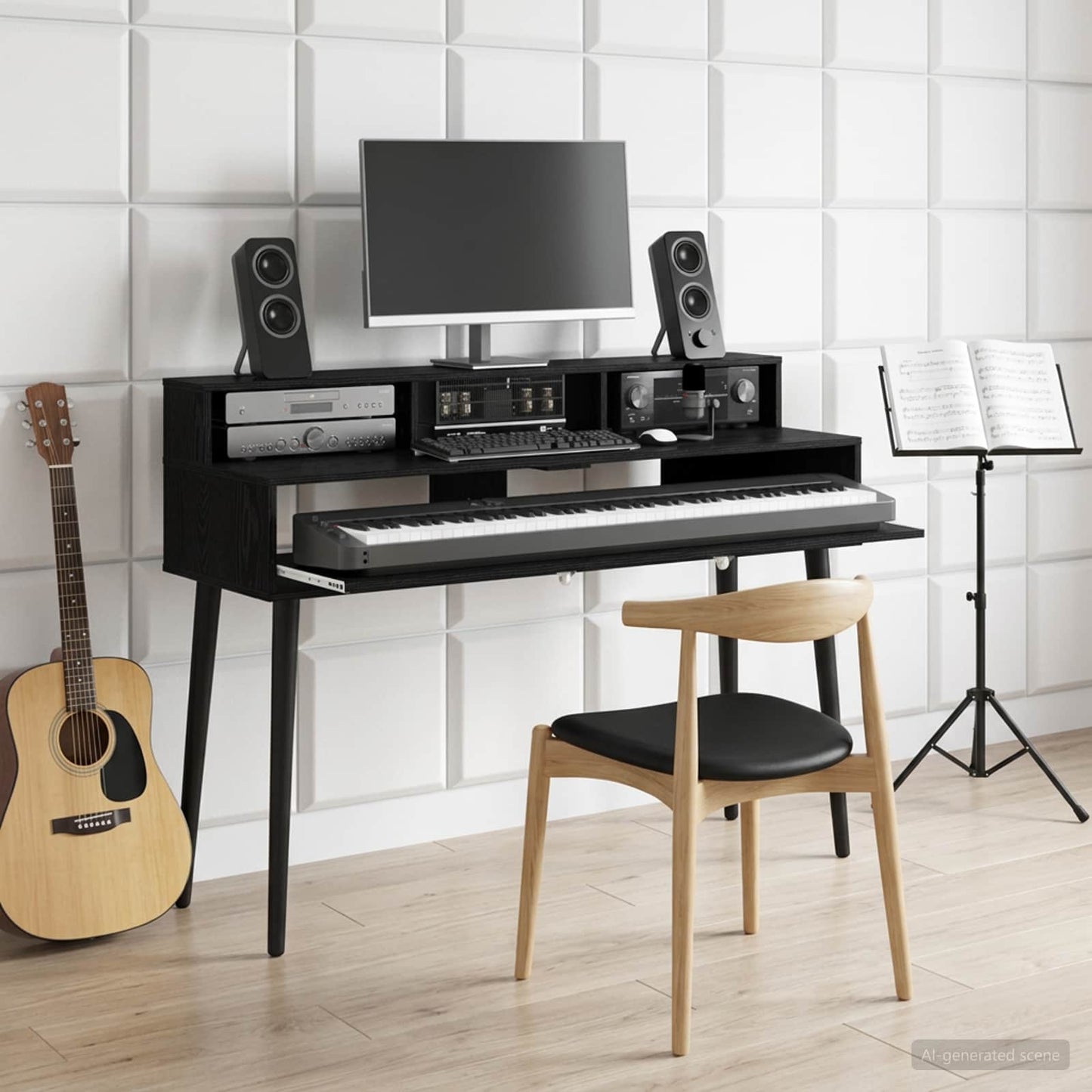 Studio Desk Black Oak 110 x 42.5 x 36 cm Engineered Wood