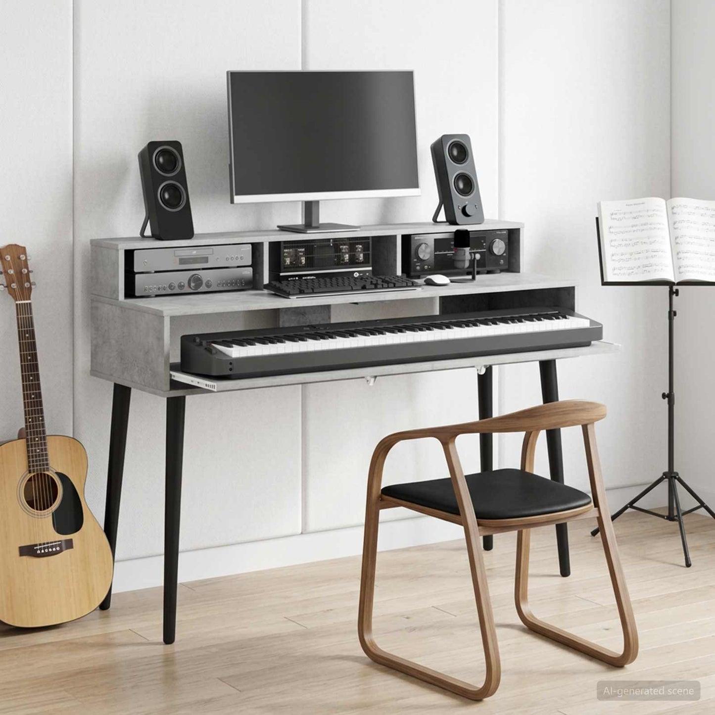 Studio Desk Concrete Grey 110 x 42.5 x 36 cm Engineered Wood