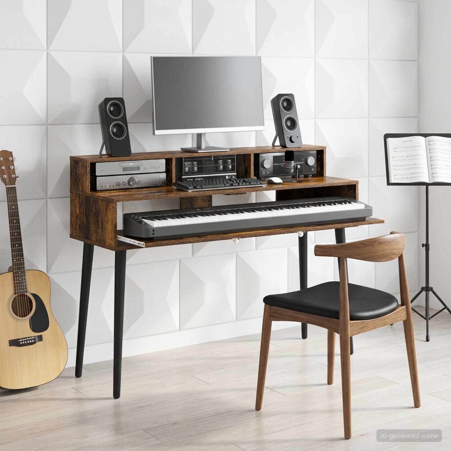 Studio Desk Smoked Oak 110 x 42.5 x 36 cm Engineered Wood