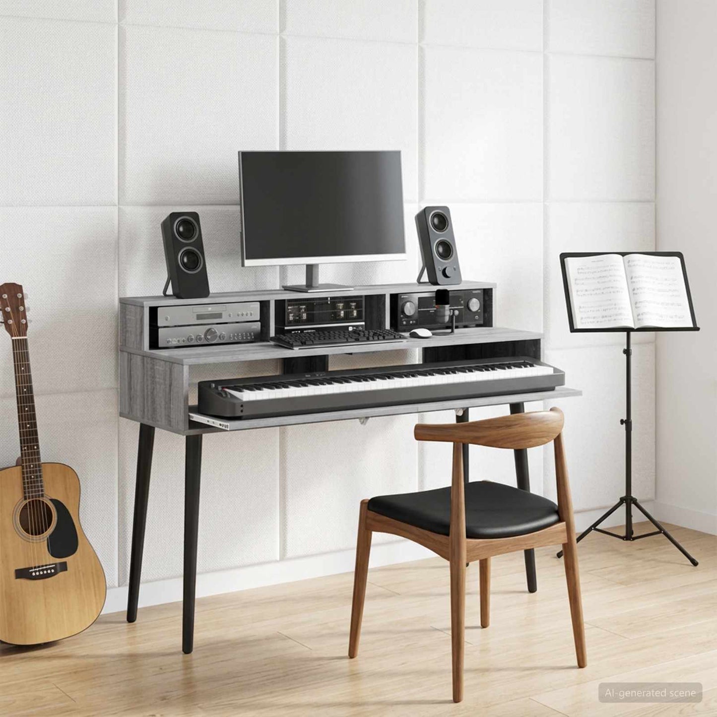 Studio Desk Grey Sonoma 110 x 42.5 x 36 cm Engineered Wood