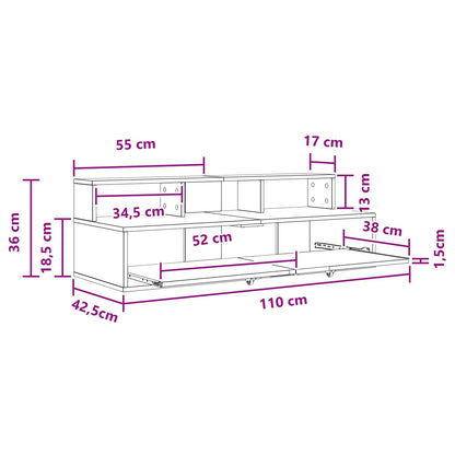 Studio Desk Grey Sonoma 110 x 42.5 x 36 cm Engineered Wood