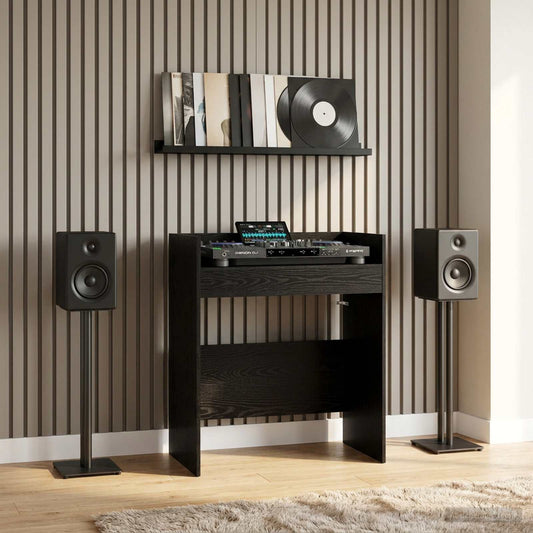 DJ Table Black Oak 102 x 45 x 102 cm Engineered Wood