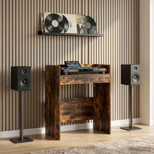 DJ Table Smoked Oak 102 x 45 x 102 cm Engineered Wood
