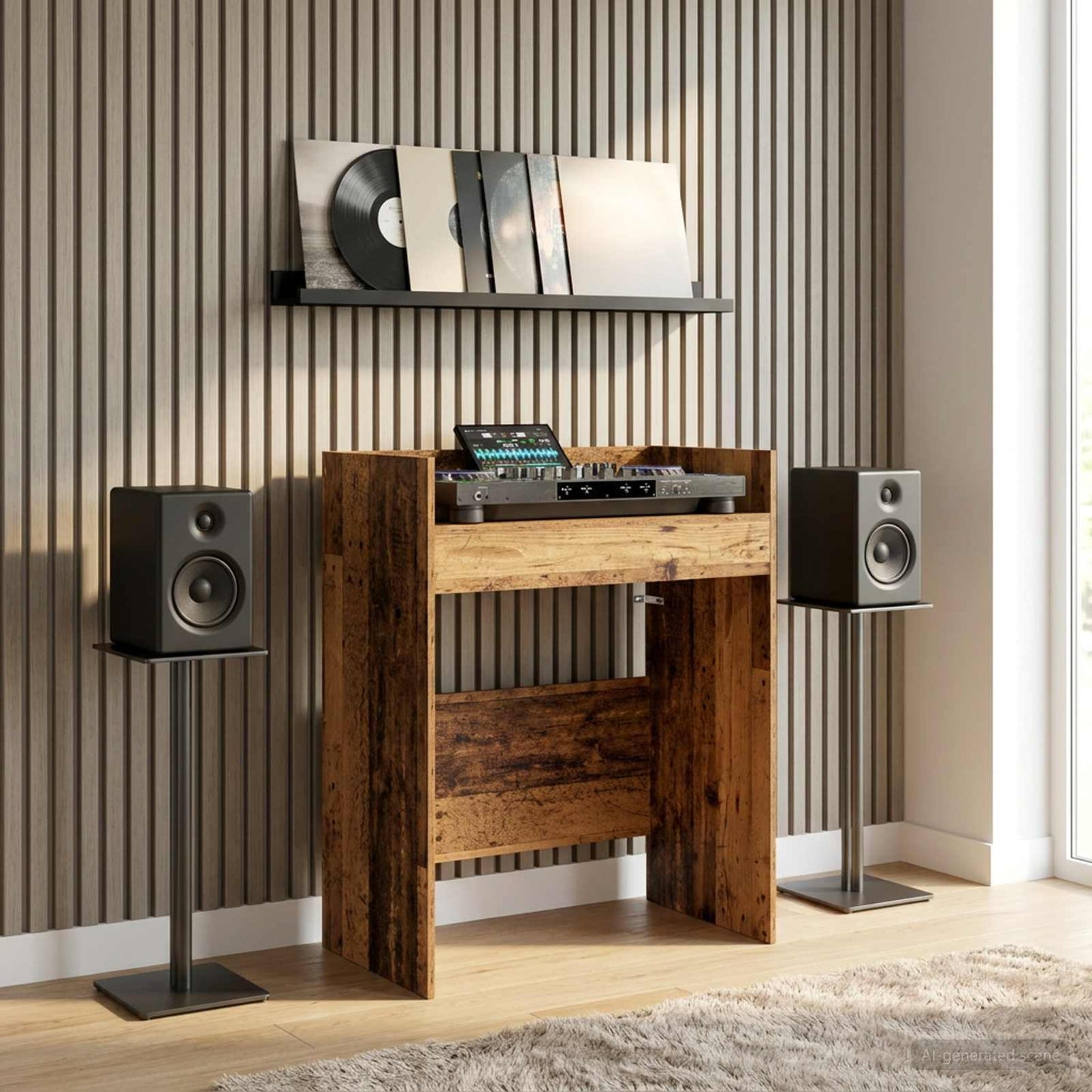 DJ Table Old Wood 102 x 45 x 102 cm Engineered Wood