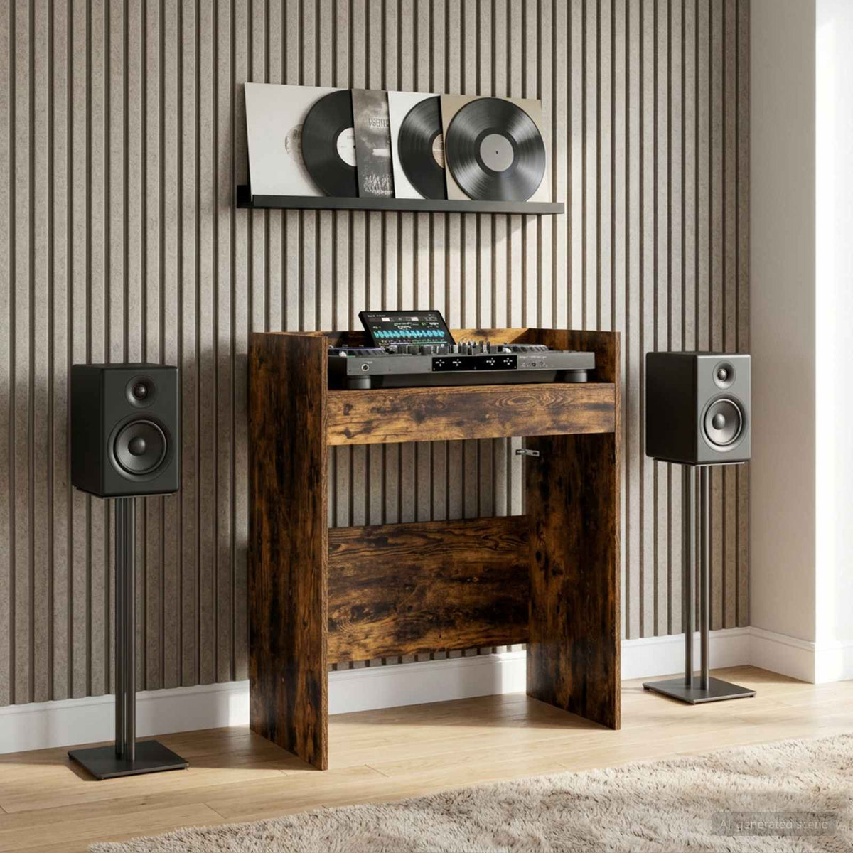 DJ Table Smoked Oak 82 x 45 x 102 cm Engineered Wood